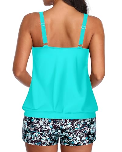 Two Piece Women's Aqua Eve Tankini Swimsuits for Modest Swimming
| Aqua Eve Women's Blouson Tankini Swim Tank Top and S