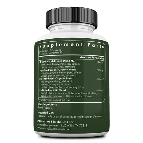 Organic Superfood Greens & Reds Blend Capsules for Gut Health
| Ancestral Supplements Greens Powder for Improved Digest