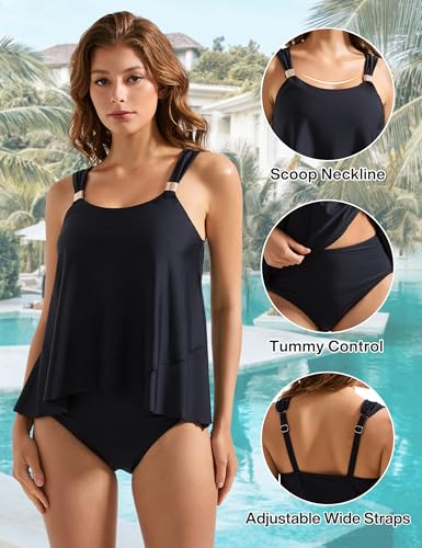 SUUKSESS Women Ruffle High Waisted Tankini Swimsuit for Tummy Control Pool Swim
| SUUKSESS Women Ruffle High Waisted Ta