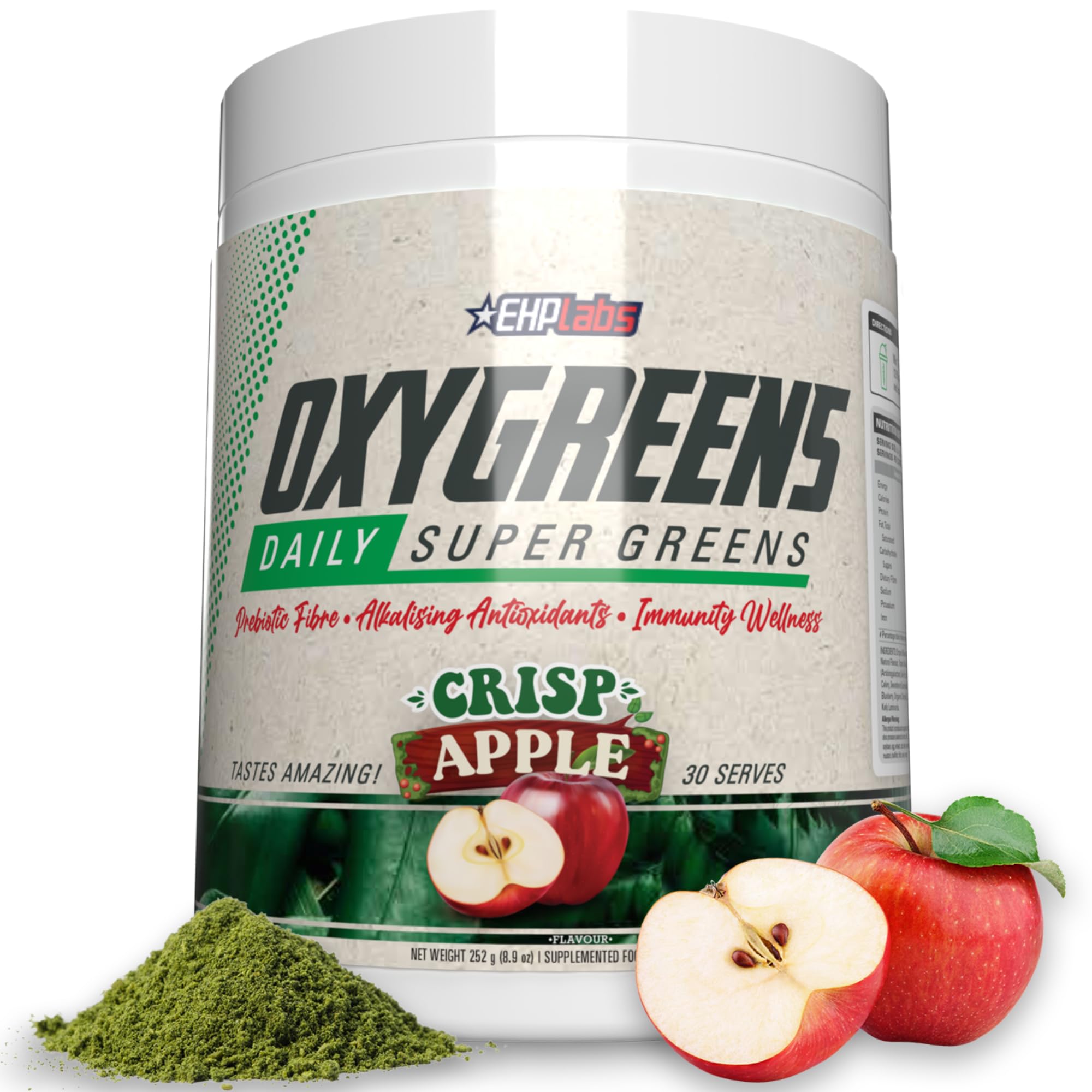 EHP Labs OxyGreens Super Greens Powder - Spirulina & Chlorella for Immunity Support & Antioxidants, Green Juice Powder, 