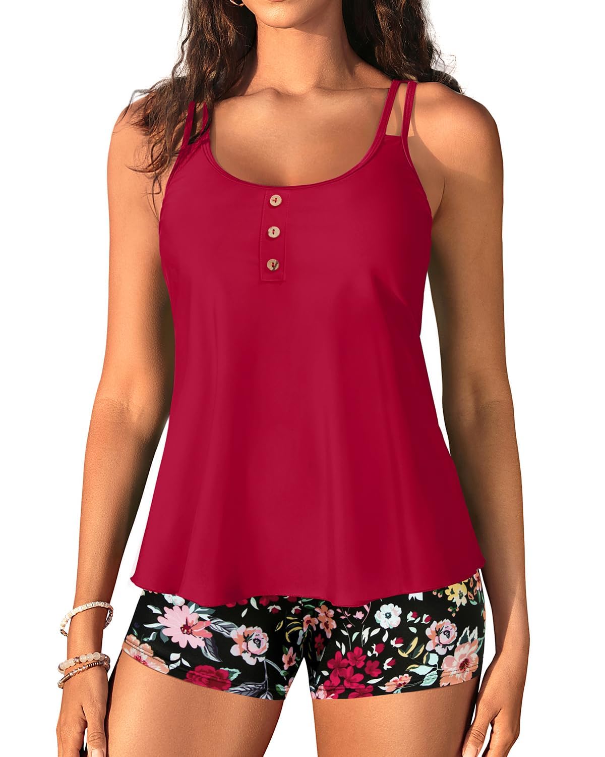 Yonique Women Flowy Two Piece Swimsuits Tummy Control Bathing Suits with Shorts 2025 Swimwear
Yonique Women Tummy Contro