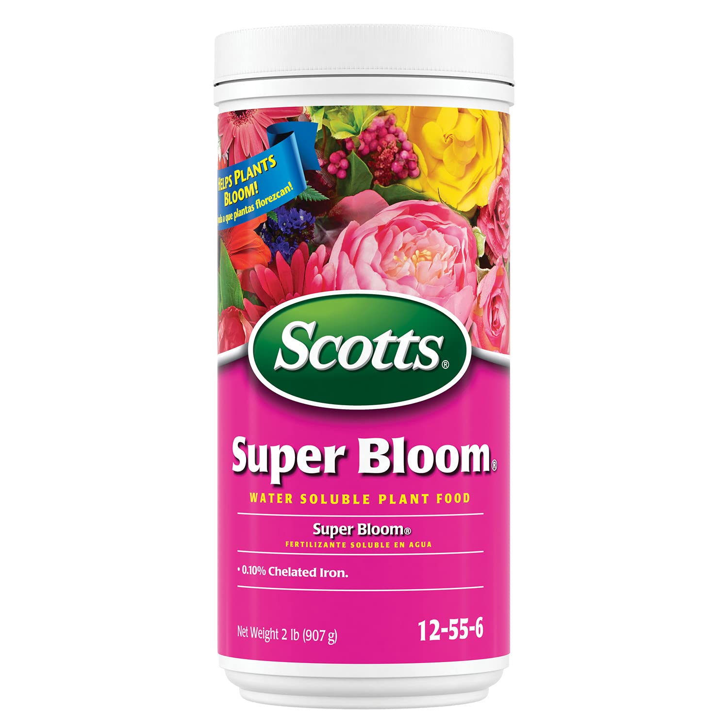 Scotts Super Bloom Water Soluble Plant Food - 2 lb NPK 12-55-6 - Fertilizer for Outdoor Flowers and Fruiting Plants - Fe