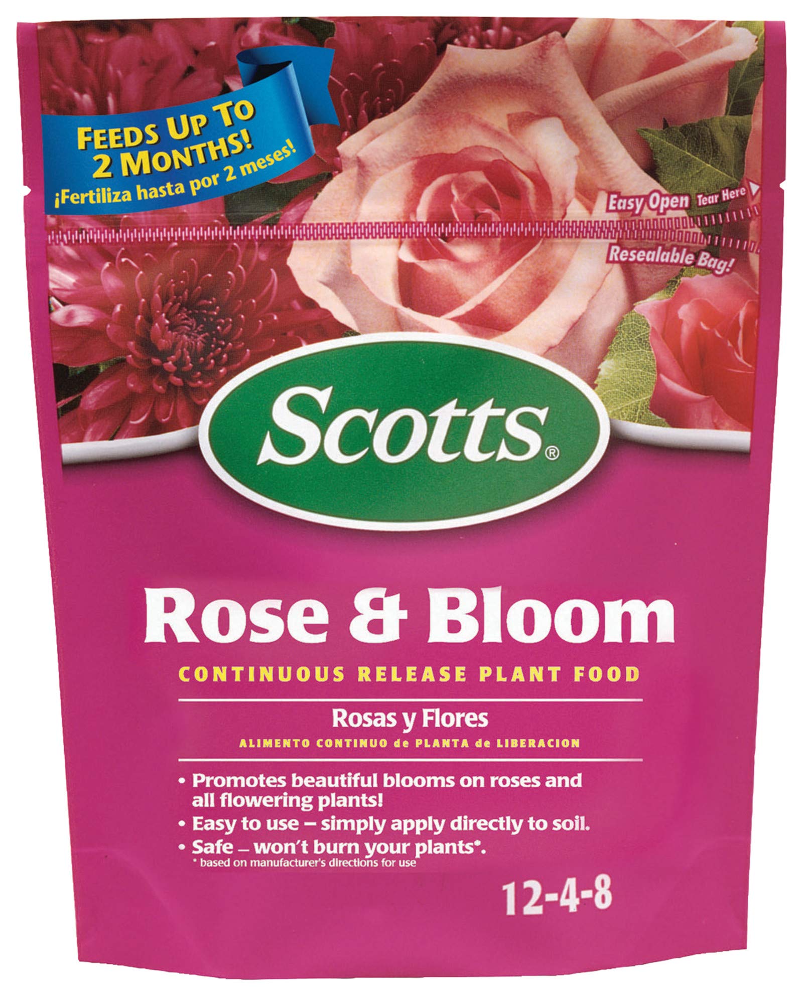 Scotts Rose & Bloom Continuous Release Plant Food for Roses and Flowers, 3 lb - Organic Formula, Easy to Use, Boosts Blo