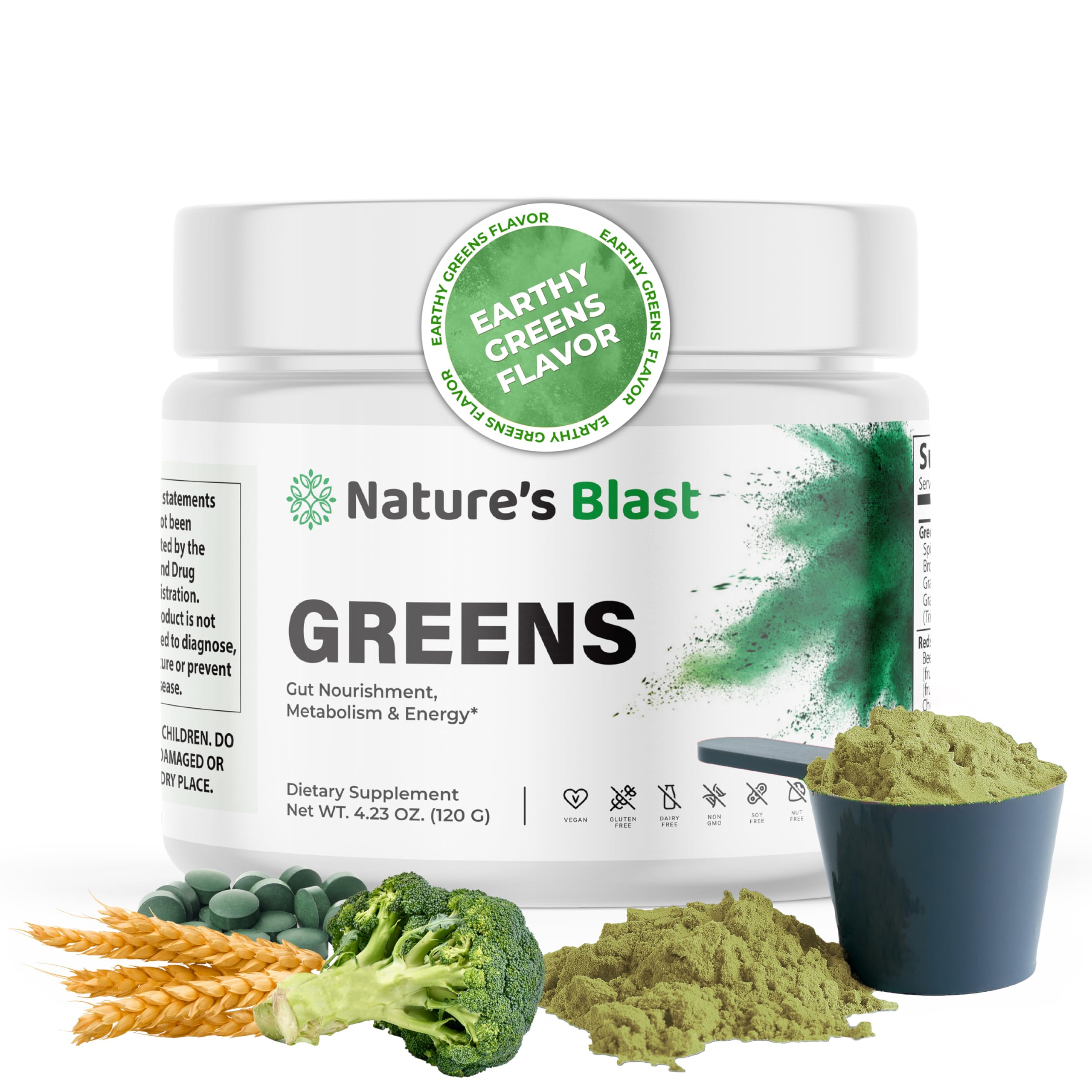 Greens Superfood Powder for Gut Health, Metabolism & Energy - Vegan Probiotics & Enzymes, 30 Servings Bottle
| Greens S
