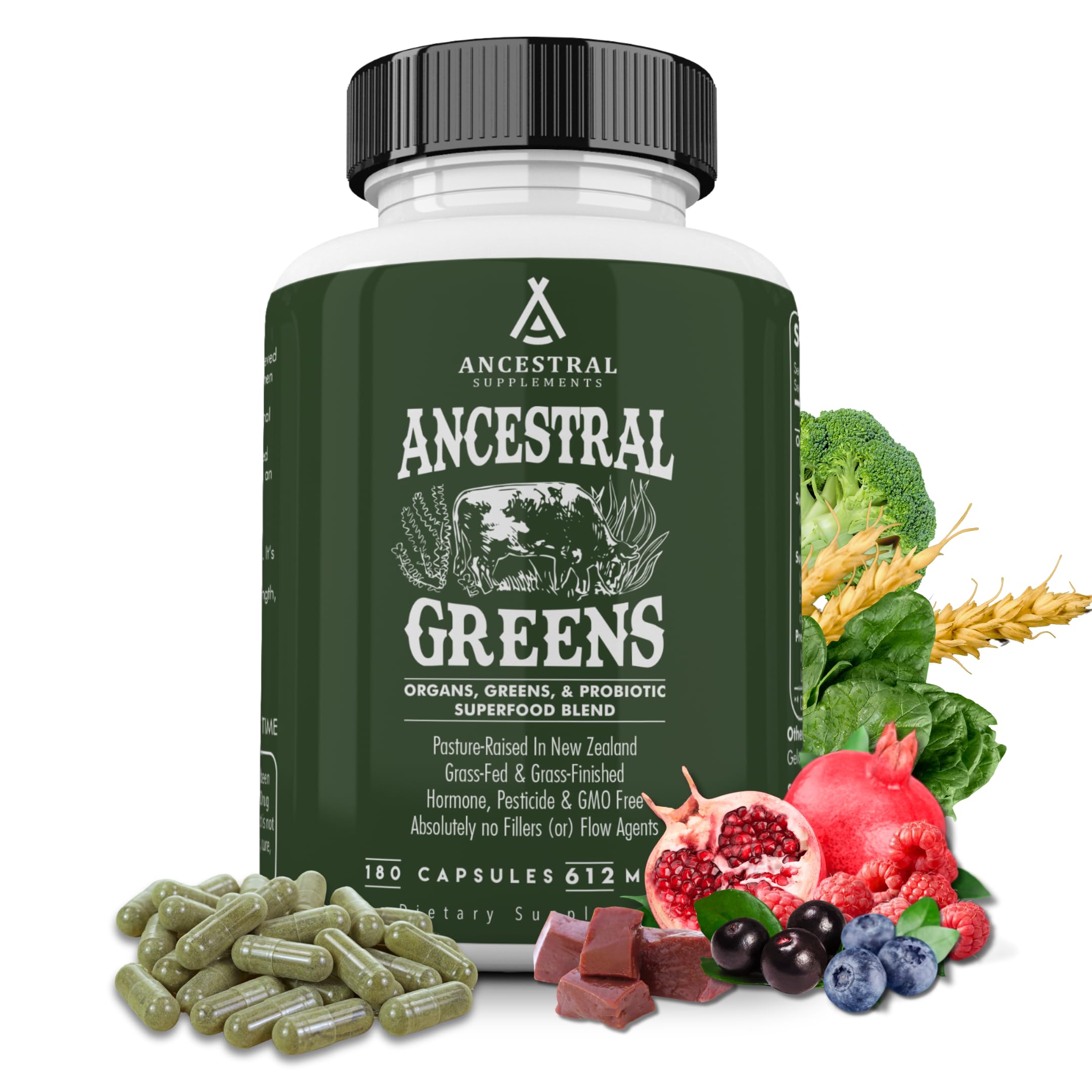 Organic Superfood Greens & Reds Blend Capsules for Gut Health
| Ancestral Supplements Greens Powder for Improved Digest